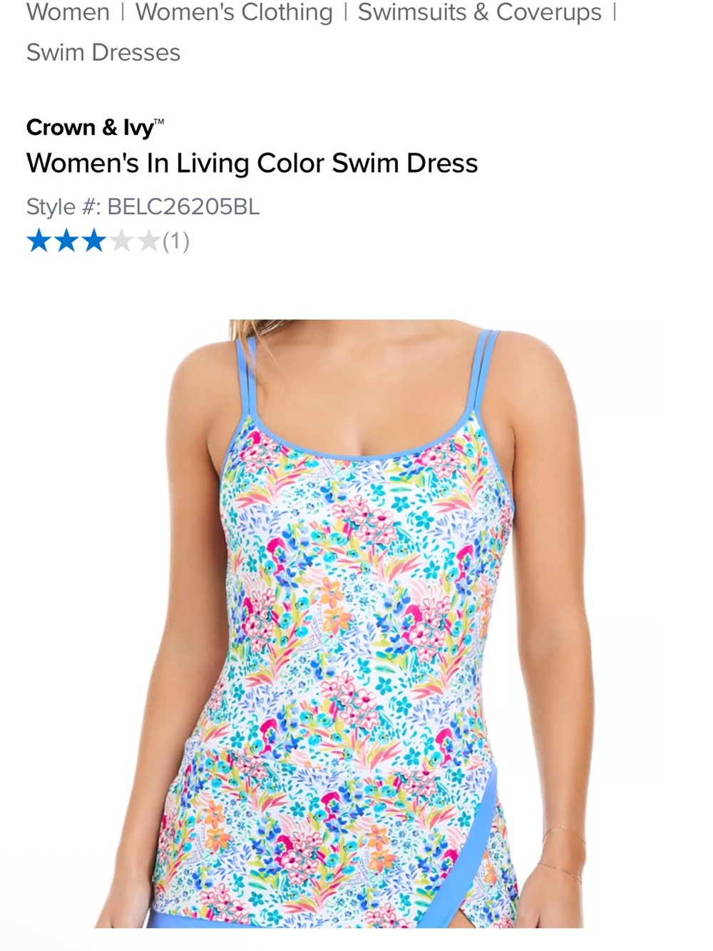 🌸 NEW WITH TAGS Crown & Ivy Floral Swim Dress – Size 12